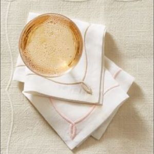 Pottery Barn Monique Lhuillier Fleur Embroidered Linen Cocktail Napkins